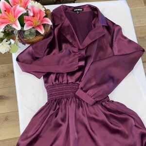 Steve Madden Long Sleeve Dress in Deep Purple